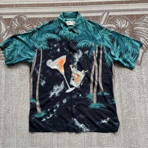 Vintage Tori Richard Hawaiian Shirt Men’s Large Tropical Drinks Palm Trees